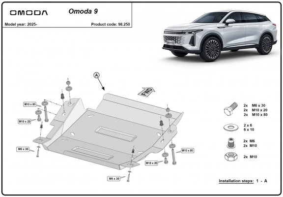 Acél differenciálmű védőlemez Omoda 9
