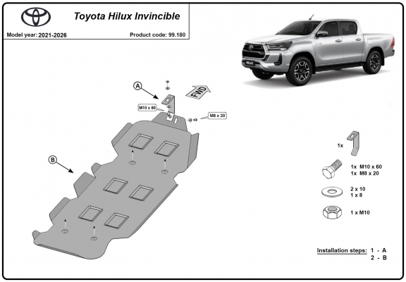 Acél üzemanyagtartály védőlemez Toyota Hilux Invincible