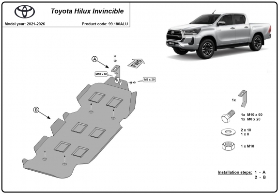 Aluminium üzemanzagtartály védőlemez Toyota Hilux Invincible