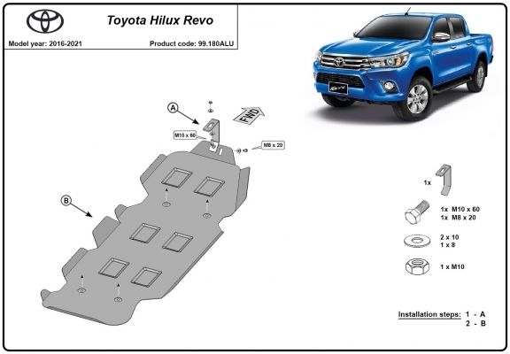 Aluminium üzemanzagtartály védőlemez Toyota Hilux Revo