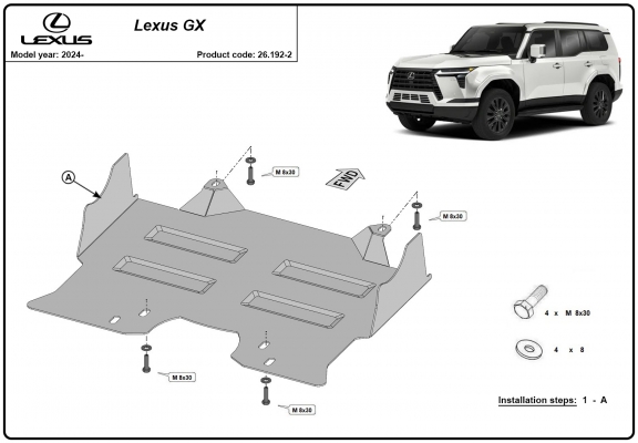 Acél motorvédő lemez Lexus GX