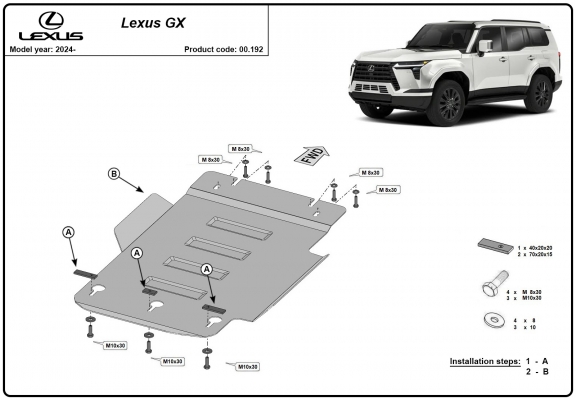 Acél kapcsolószekrény védőlemez Lexus GX