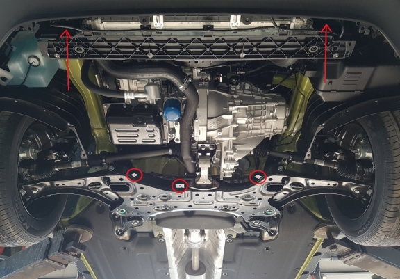 Acél motor, sebességváltó, hűtő, első lökhárító védőlemez Hyundai Kona