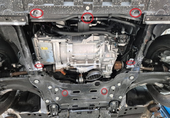Aluminium motor, kapcsolószekrény védőlemez Mercedes EQT